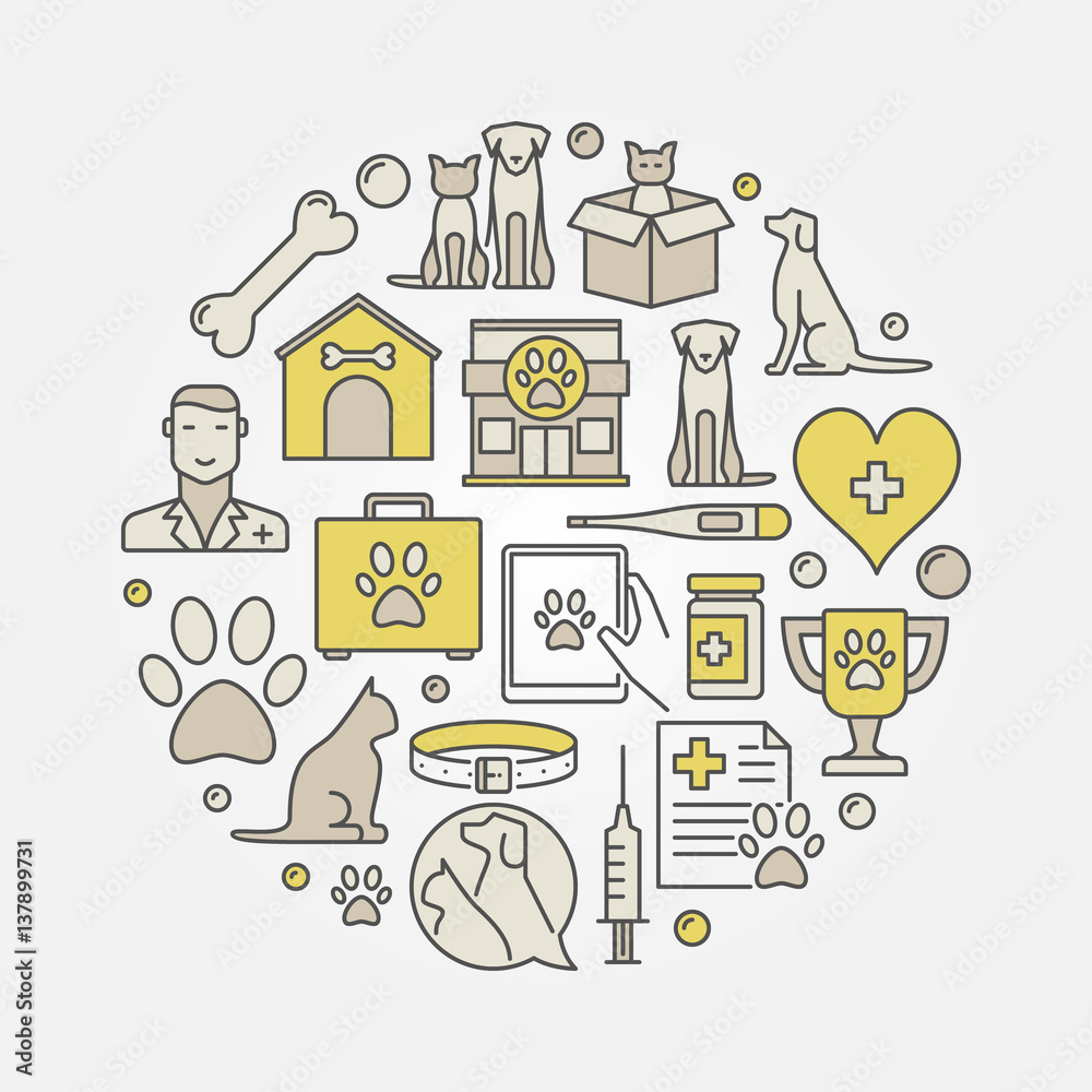 Veterinary medicine round illustration Veterinary medicine round illustration