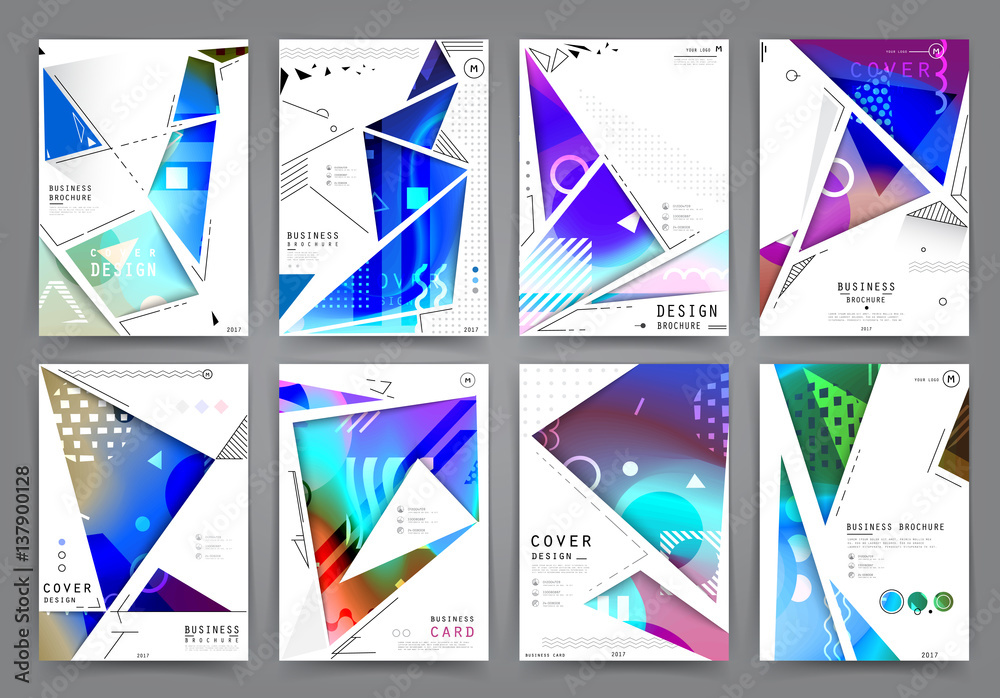 Colorful geometric brochure design. Leaflet abstract background. Modern  layout template. Vector Stock Vector | Adobe Stock