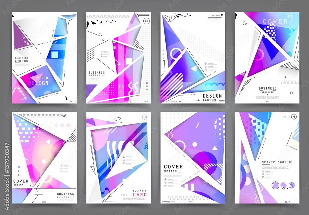 Colorful geometric brochure design. Leaflet abstract background. Modern layout template. Vector