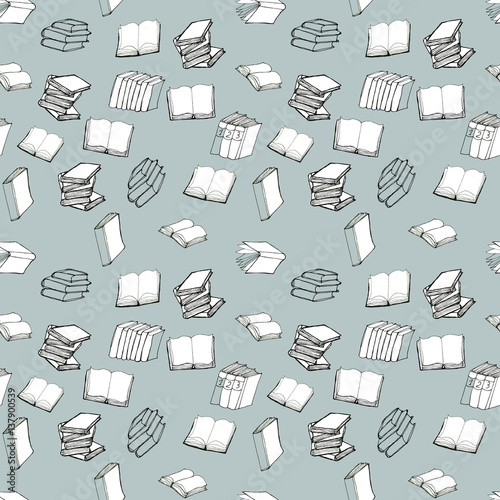 Seamless pattern with books