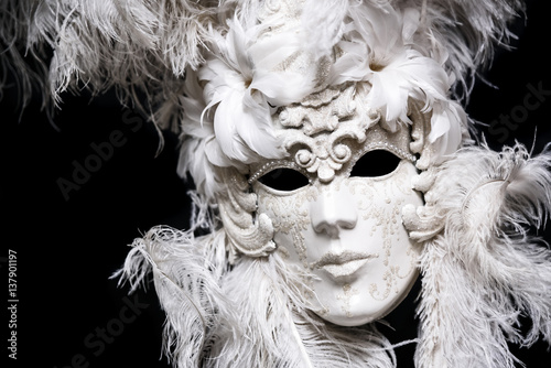 Luxury white festival masquarade mask.