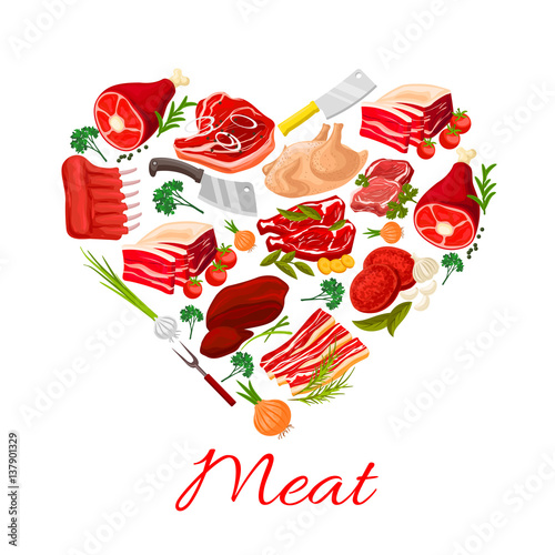 Butchery meat products vector poster