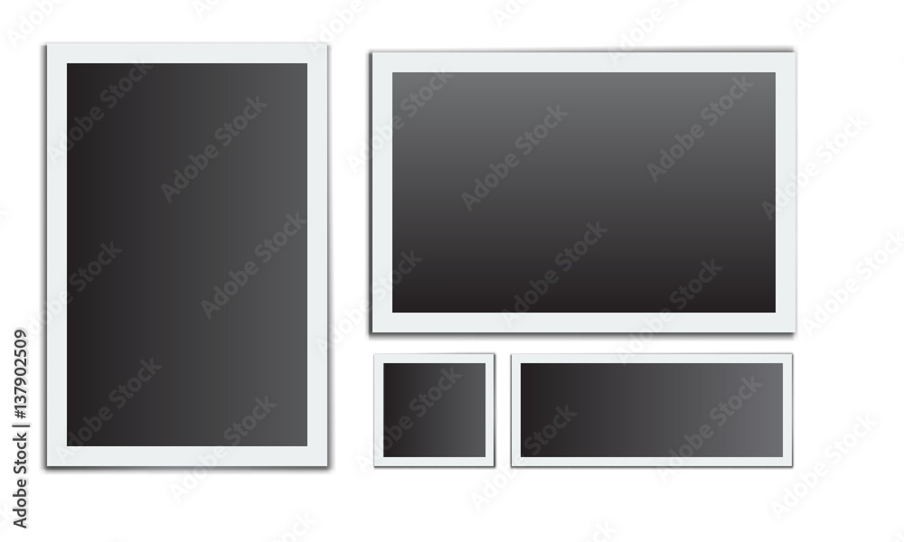 Realistic Photo frame. White plastic border with transparent background. Vector illustration. Realistic Photo frame. White plastic border with transparent background. Vector illustration.