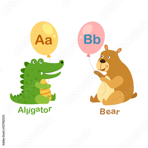 Illustration Isolated Alphabet Letter A-alligator,B-bear