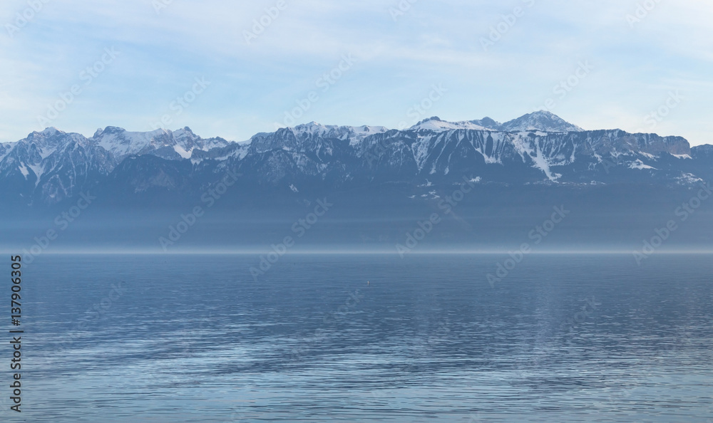 Landscape view on lake Geneva