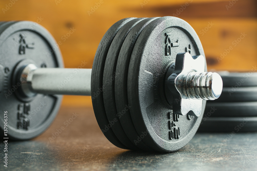 Naklejka premium The metal dumbbell.