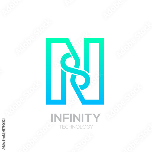 Letter N Blue and Green color Infinity logo,loops,Vector Logo template