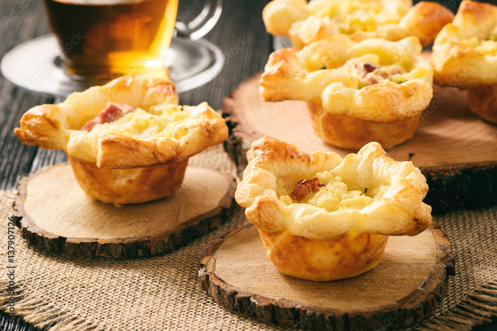 Appetizer -mini pies with mashed potatoes, bacon and cheese. Appetizer -mini pies with mashed potatoes, bacon and cheese.