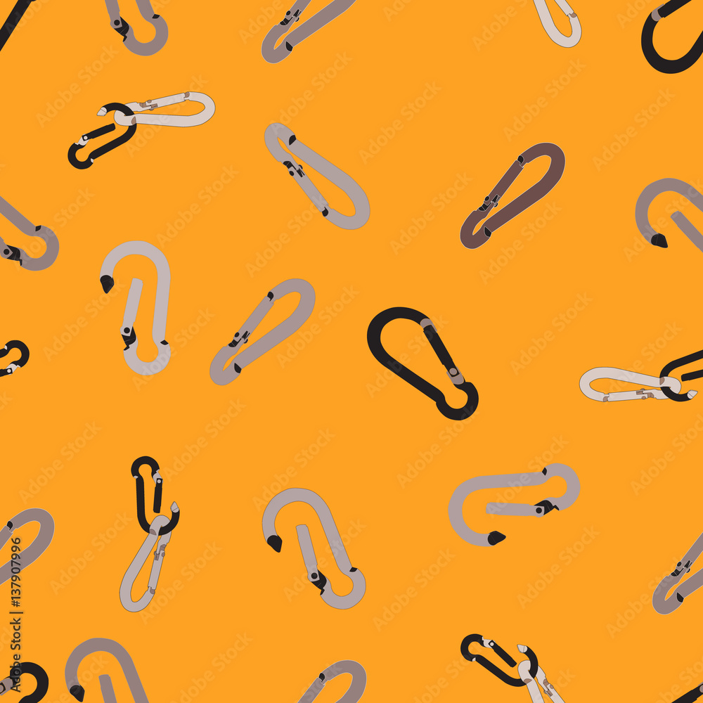 Seamless background with carabiners climber Seamless background with carabiners climber