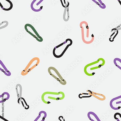 Seamless background with carabiners climber