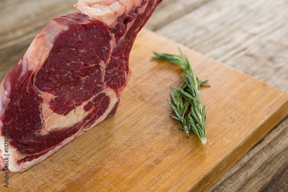 Rib chop steak and rosemary herb