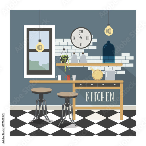 Modern kitchen interior in loft style.