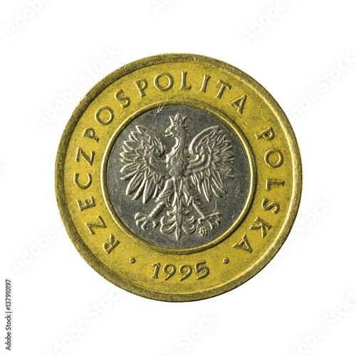 2 polish zloty coin (1995) reverse isolated on white background