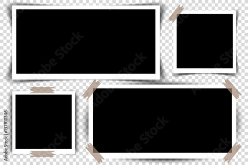Set of Retro photo frames with shadows. Vector illustration