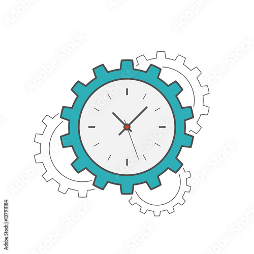 Clock gear flat line icon