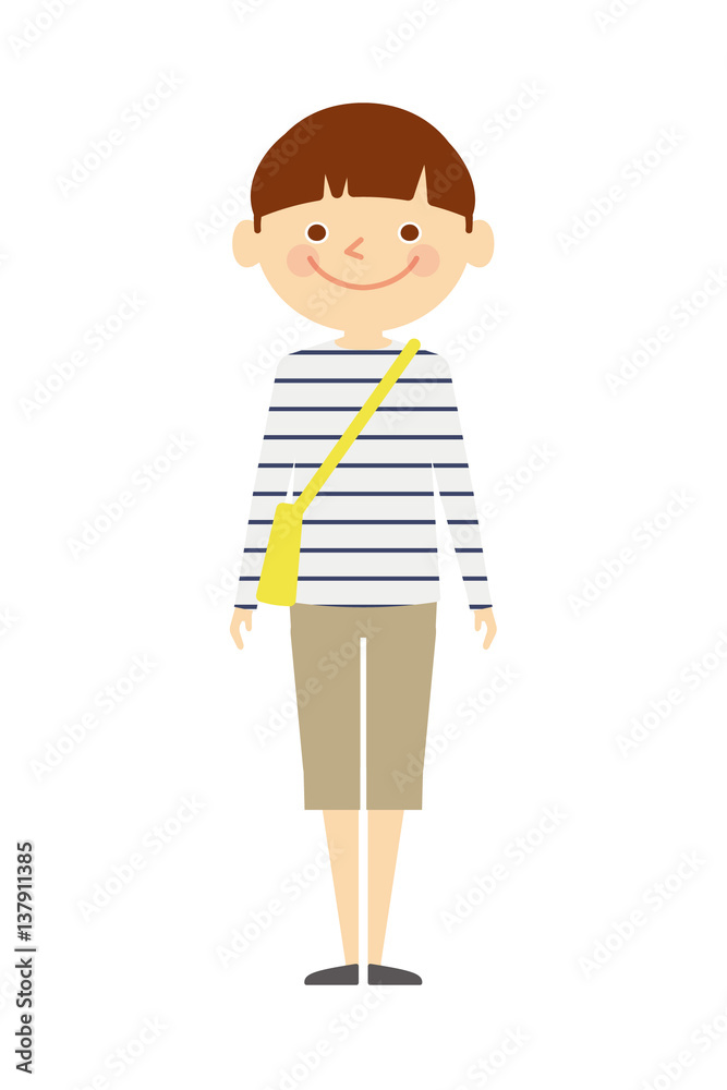 子供 男 全身 おでかけ イラスト Stock イラスト Adobe Stock