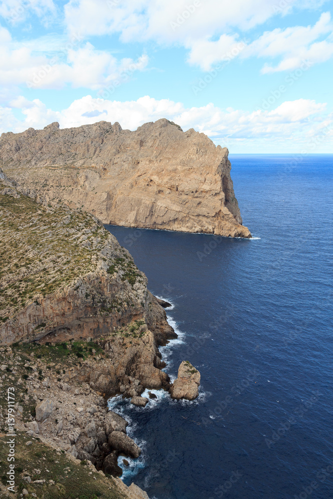 Cap de Formentor cliff coast and Mediterranean Sea, Majorca, Spain