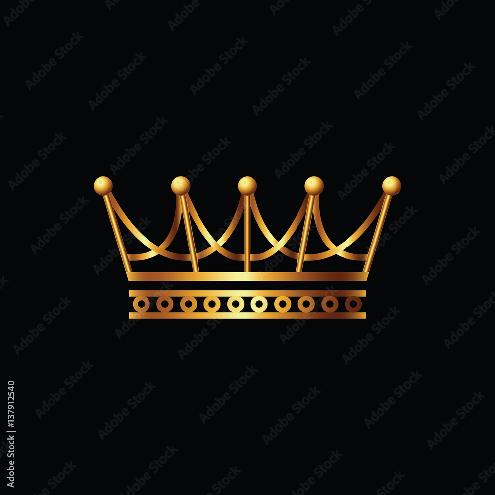 Crown. Gold symbol icon on black background Crown. Gold symbol icon on black background