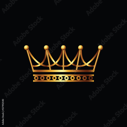Crown. Gold symbol icon on black background