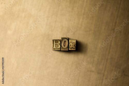 BOX - close-up of grungy vintage typeset word on metal backdrop. Royalty free stock illustration. Can be used for online banner ads and direct mail.