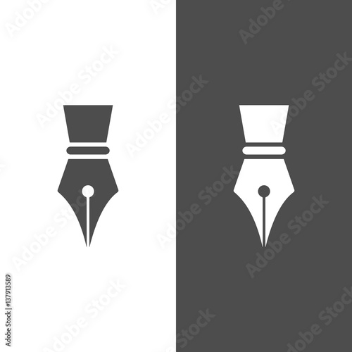 Fountain pen icon on dark and white background