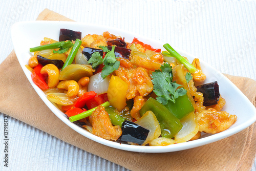 Stirfried chicken with cashew nuts delicious Thaifood 