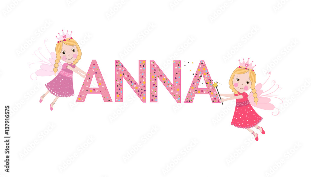 Anna female name with cute fairy tale Anna female name with cute fairy tale