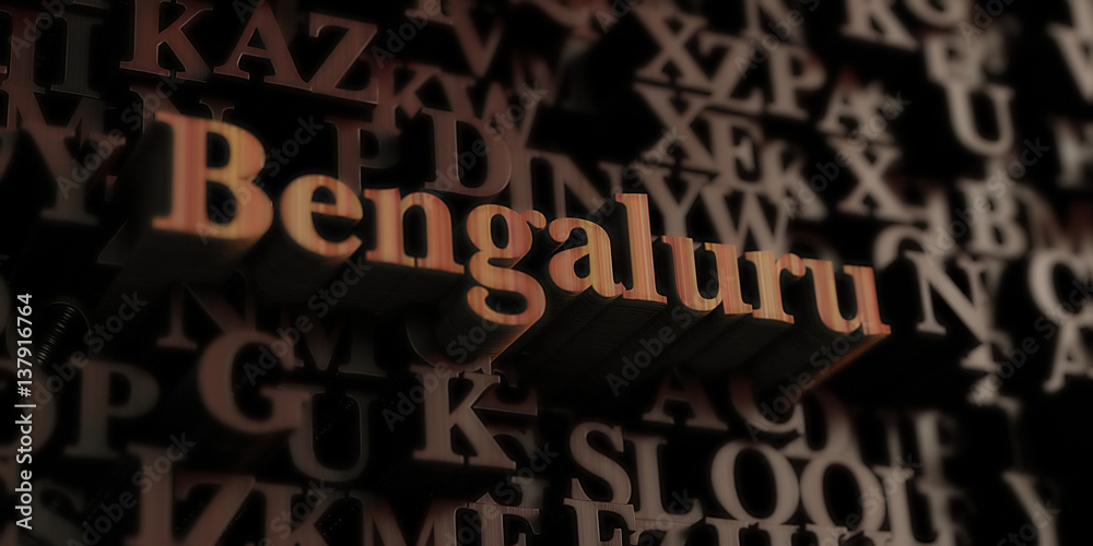 Bengaluru - Wooden 3D rendered letters/message.  Can be used for an online banner ad or a print postcard.