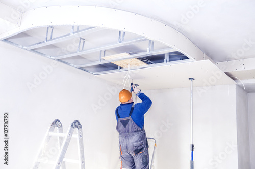 Installation of suspended ceilings. Finishing works