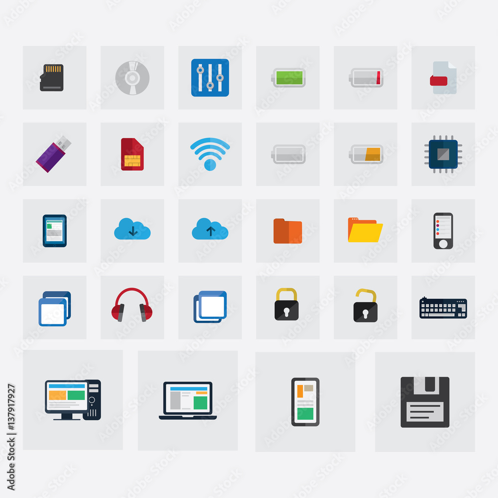 technology icons set