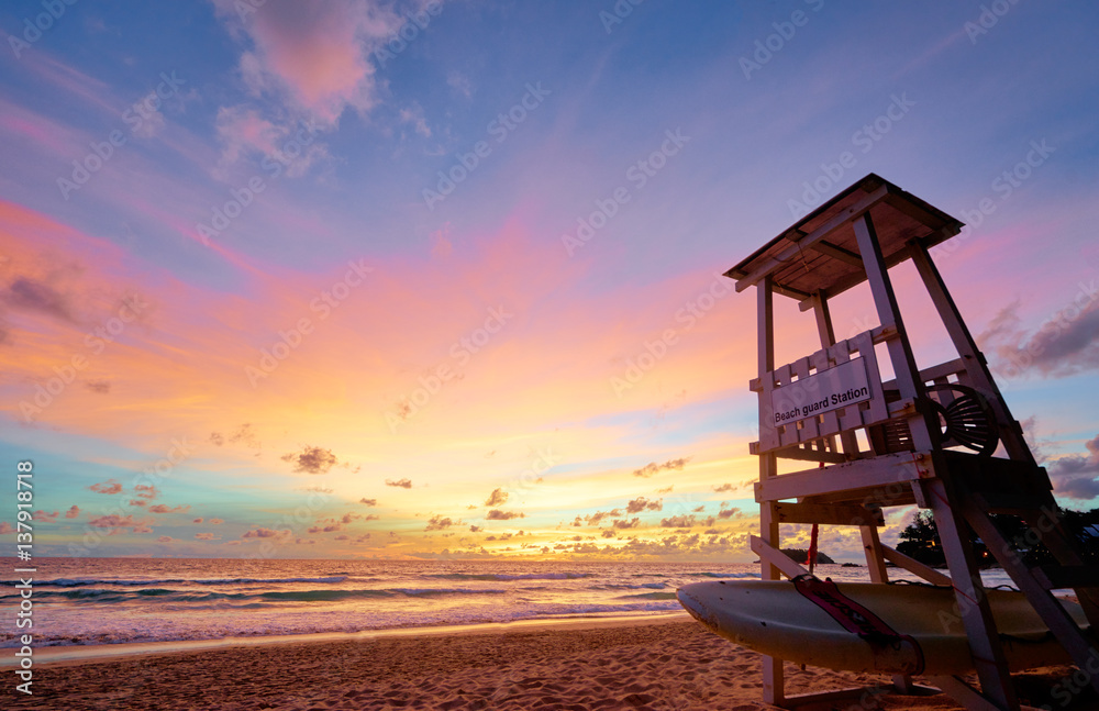 Beautiful landscape. Sunset on tropical beach.