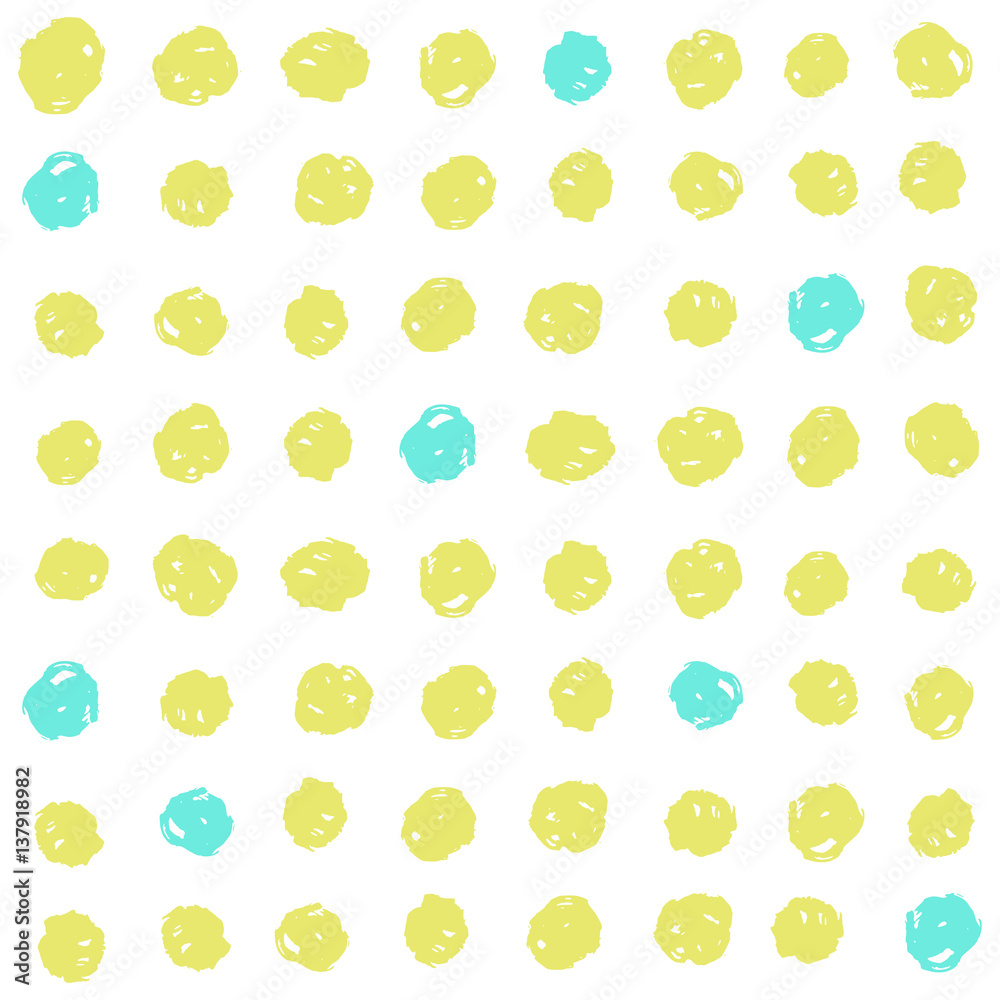 Cute green and blue dots background. Vector hand drawn seamless pattern Cute green and blue dots background. Vector hand drawn seamless pattern