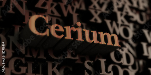 Cerium - Wooden 3D rendered letters/message.  Can be used for an online banner ad or a print postcard.