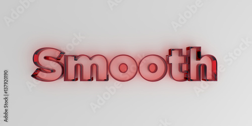 Smooth - Red glass text on white background - 3D rendered royalty free stock image.