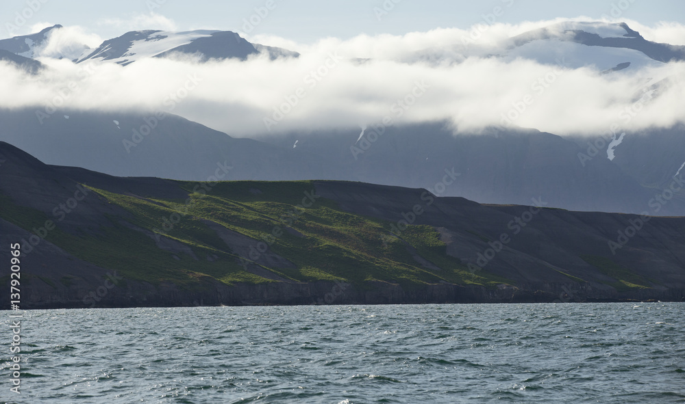Mountains and Seashore of the Atlantic Ocean, Iceland.