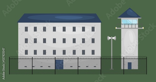 vector illustration of  prison jail building. Justice and Prison system concept