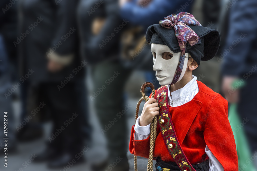 Mamoiada, Sardinia - Parade of traditional masks of Sardinia at the Carnival 2016