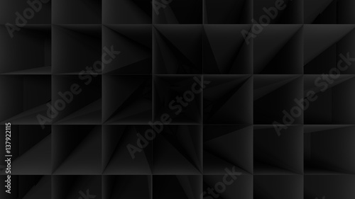 Black Empty Low Poly Geometric Grid Background 3d Rendering