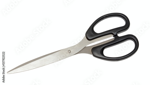 Black scissors isolated on the white background