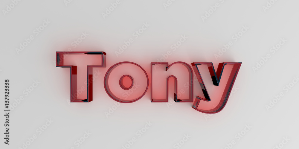 Tony - Red glass text on white background - 3D rendered royalty free stock image. Tony - Red glass text on white background - 3D rendered royalty free stock image.