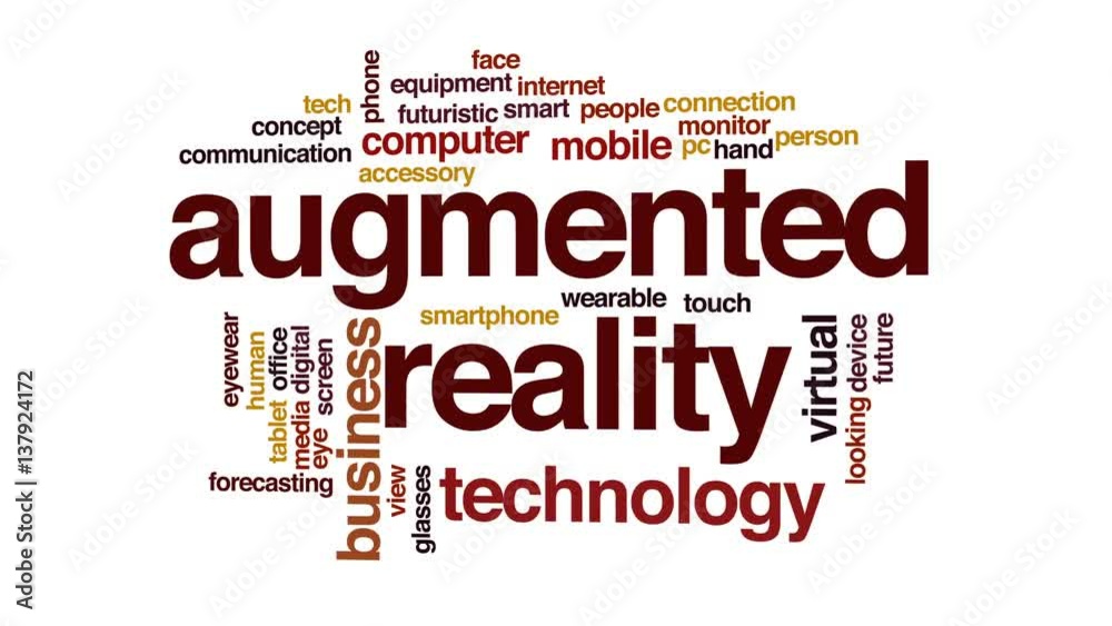 Augmented reality animated word cloud, text design animation. Augmented reality animated word cloud, text design animation.