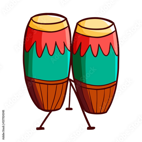 Funny and cute colorful congas musical instrument - vector.