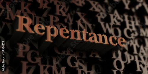 Fotografia Repentance - Wooden 3D rendered letters/message
