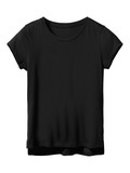 Woman’s black textile t-shirt isolated on white