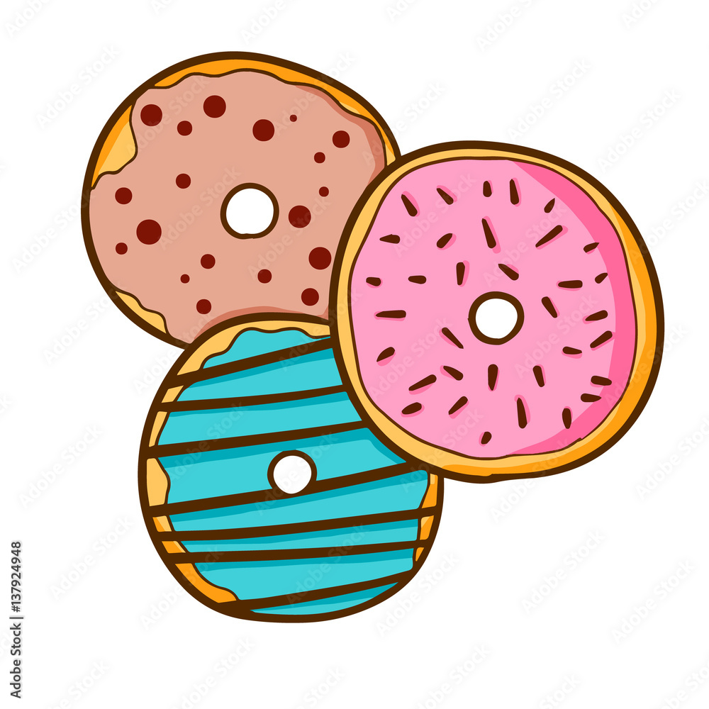 Funny and yummy colorful donuts ready to eat - vector. Funny and yummy colorful donuts ready to eat - vector.