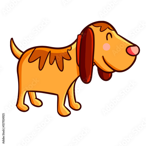 Cute smiley brown orange dog - vector.