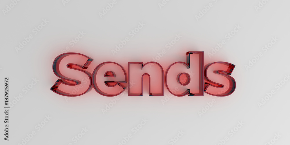 Sends - Red glass text on white background - 3D rendered royalty free stock image. Sends - Red glass text on white background - 3D rendered royalty free stock image.