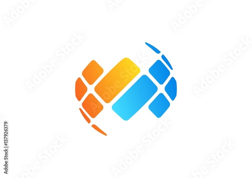 digital circle globe global connection logo sign symbol, abstract connecting global data shape icon technology business concept vector design template