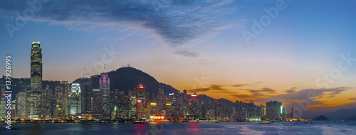 Victoria Harbor of Hong Kong at dusk