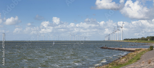 Urk the Netherlands IJselmeer. Zuiderzee. Windmills Panorama. photo